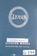 Gleason-Gleason No. 26 Hypoid Generator, Operators Instruction Manual-#26-No. 26-01